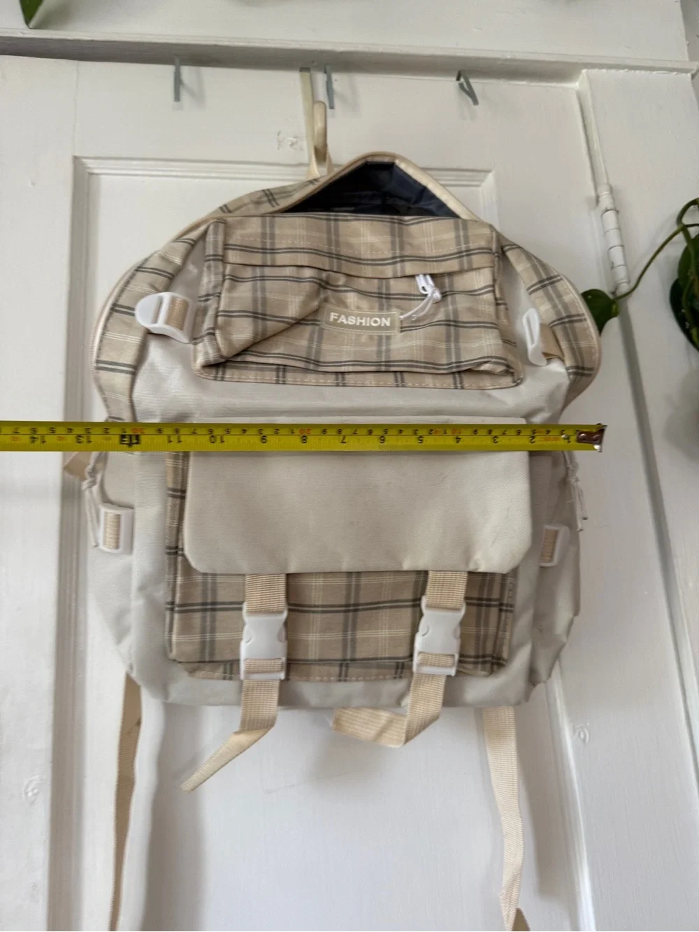 Beige Plaid FASHION Backpack